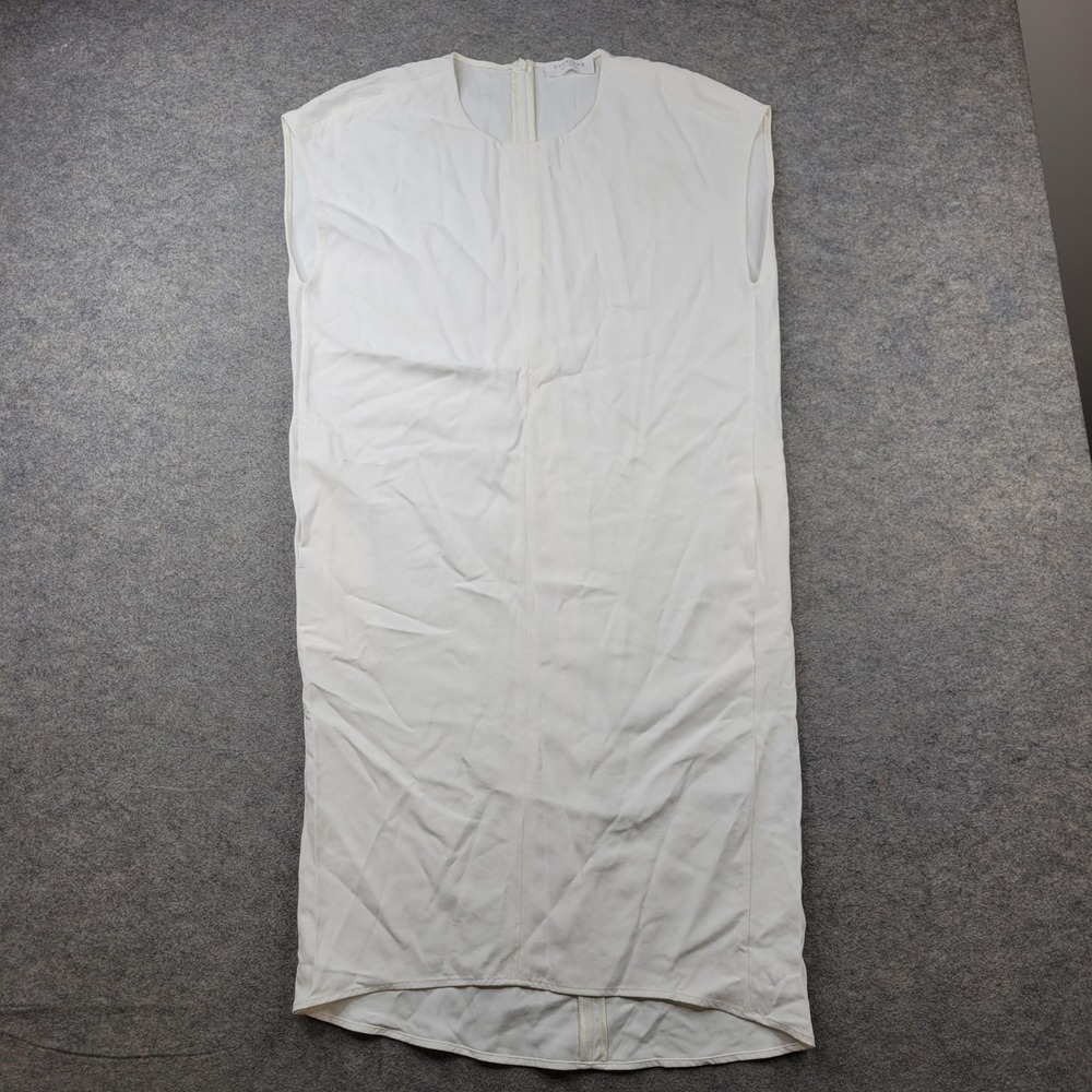 Everlane Dress Womens 2 White Sleeveless Crew‎ Neck Hi Low Shift Triacetate